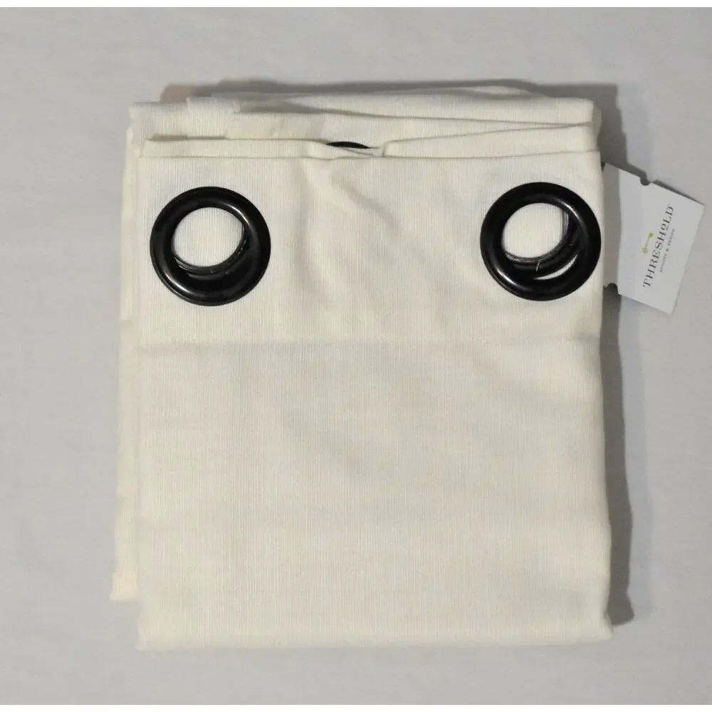 Threshold Set of 2 Cotton Curtain Panels 54x84 Shell Off-White Grommet Top NEW